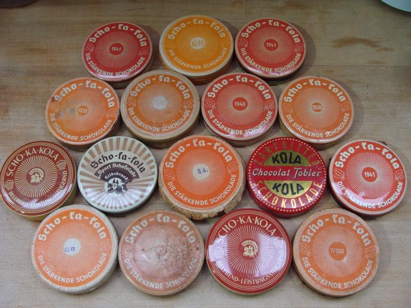 All kinds of Sho-Ka-Kola tins