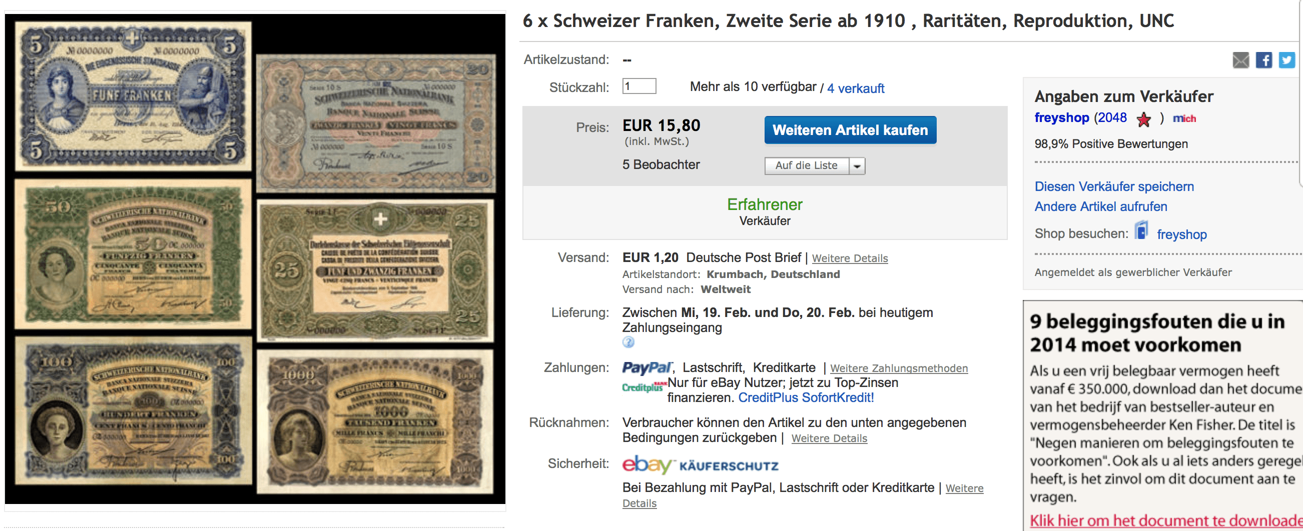 Banknotes on eBay